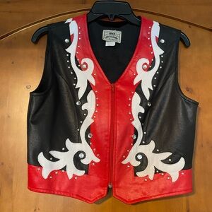 1849 Authentic Ranch Wear Black White Rhinestone Bling Country Western Vest